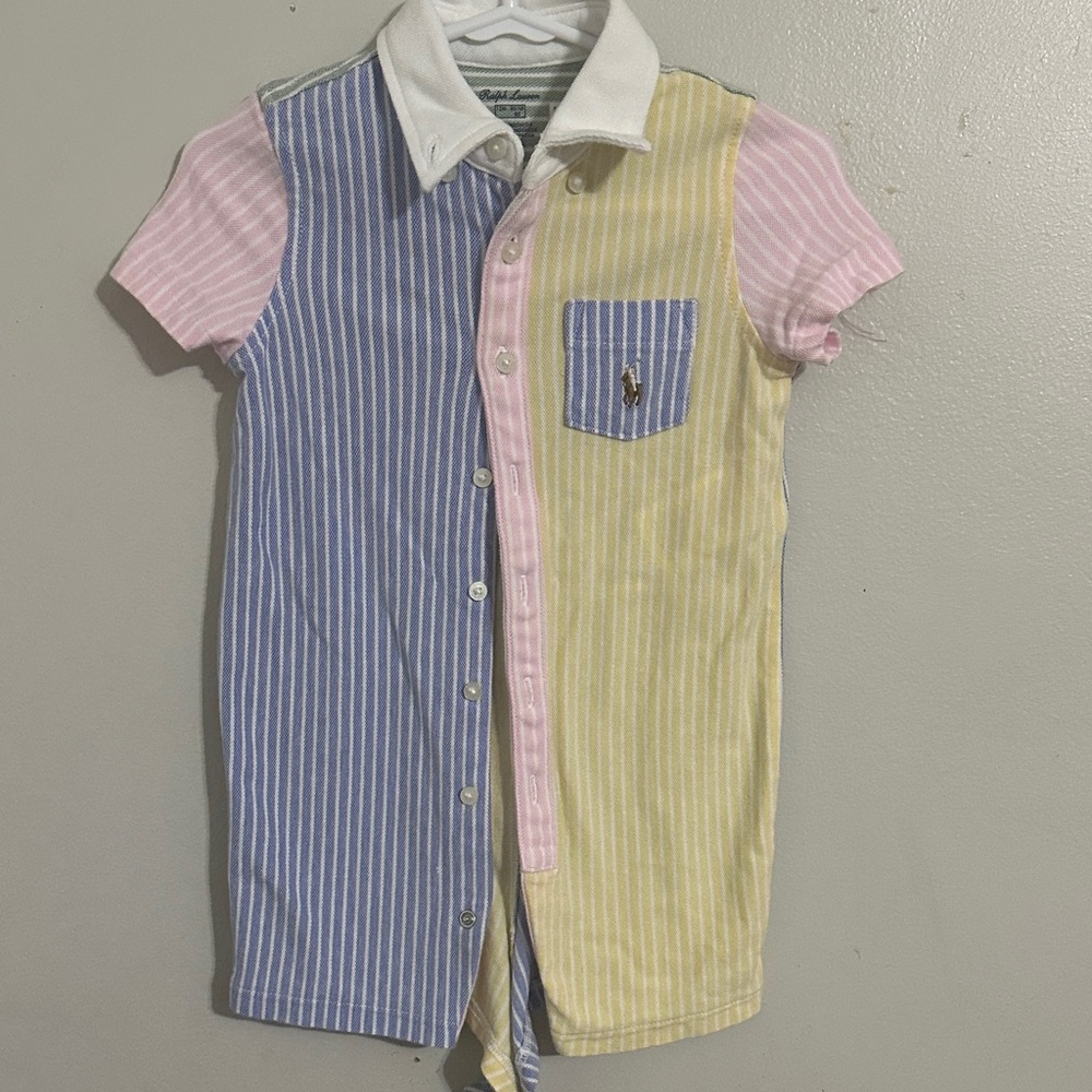 Ralph Lauren Green and Yellow Striped Romper